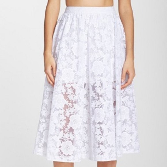 NWOT $295 Sz 2 ERIN Fetherston White Lace Short Slip Midi A Line Skirt - Picture 1 of 5